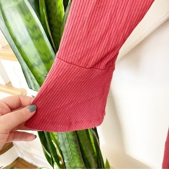 Express Red Long Sleeve Ribbed Knit Round Neck Form Fitting Dress Size M - Picture 6 of 6